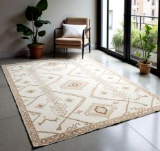 Cream Beige Moroccan Wool Rug